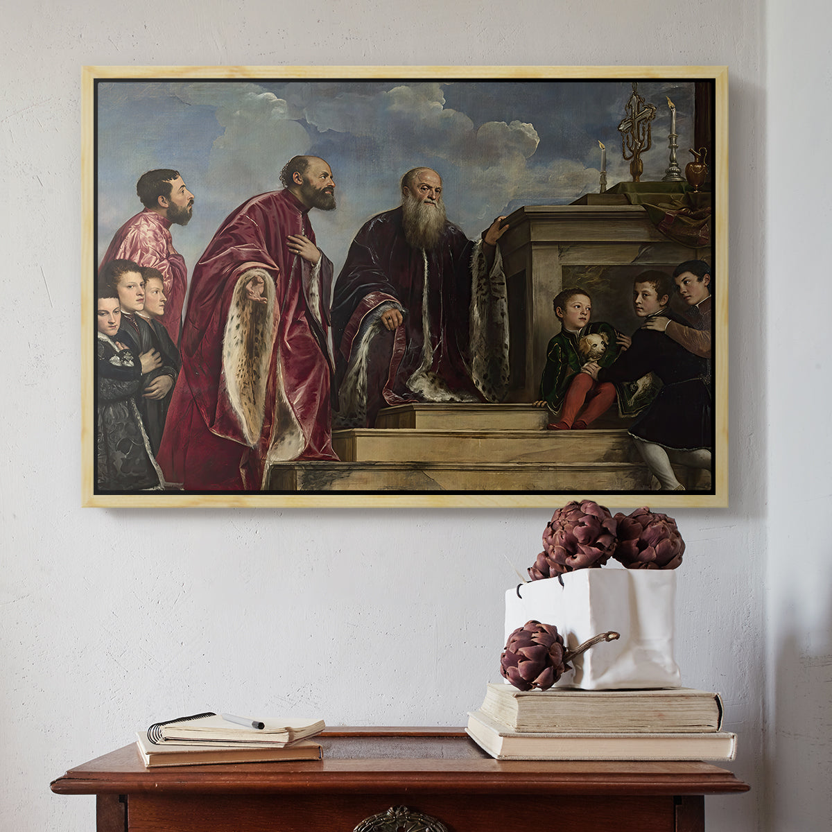 The Vendramin Family Venerating a Relic of the True Cross, c. 1540-1545 - Floater Framed Canvas Print
