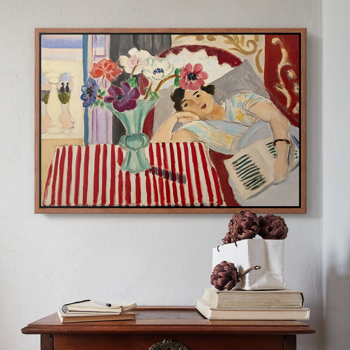 Woman with Anemones (Femme et anémones), c. 1920-1921 - Floater Framed Canvas Print