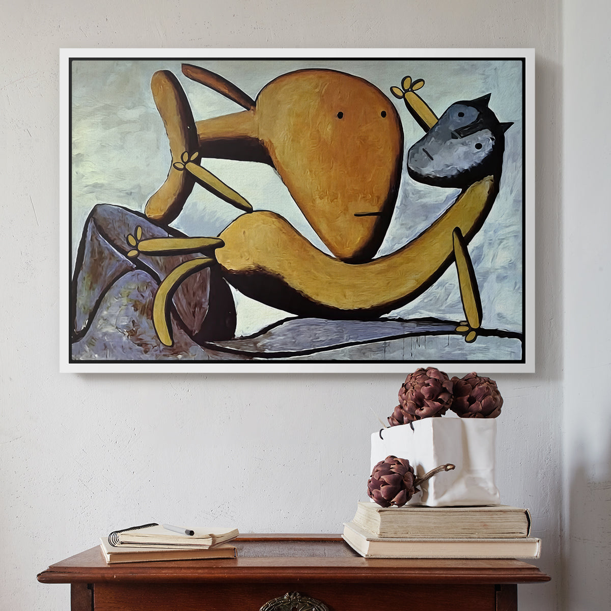 Cat and Big Fish, c. 1931 - Floater Framed Canvas Print