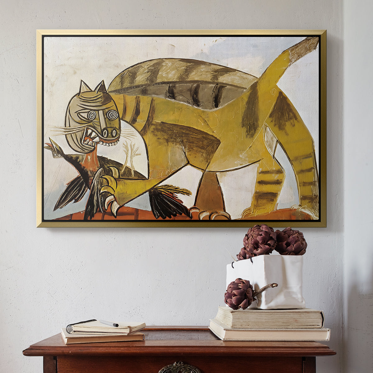 Cat Eating a Bird, 1939 - Floater Framed Canvas Print