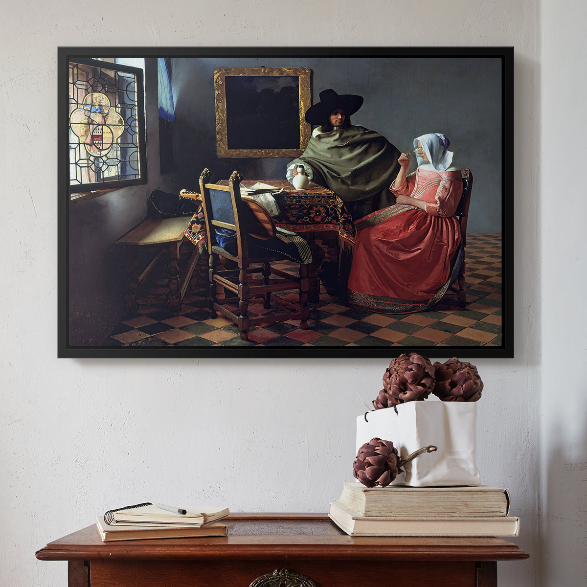 The Glass of Wine, c. 1660 - Floater Framed Canvas Print