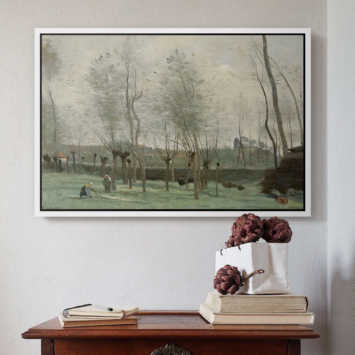 Washerwomen in a Willow Grove, c. 1871 - Floater Framed Canvas Print