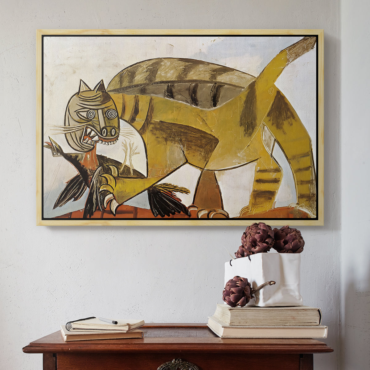 Cat Eating a Bird, 1939 - Floater Framed Canvas Print