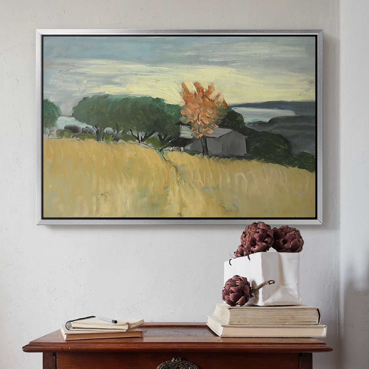 Fields of Wheat in Cagnes, 1918 - Floater Framed Canvas Print