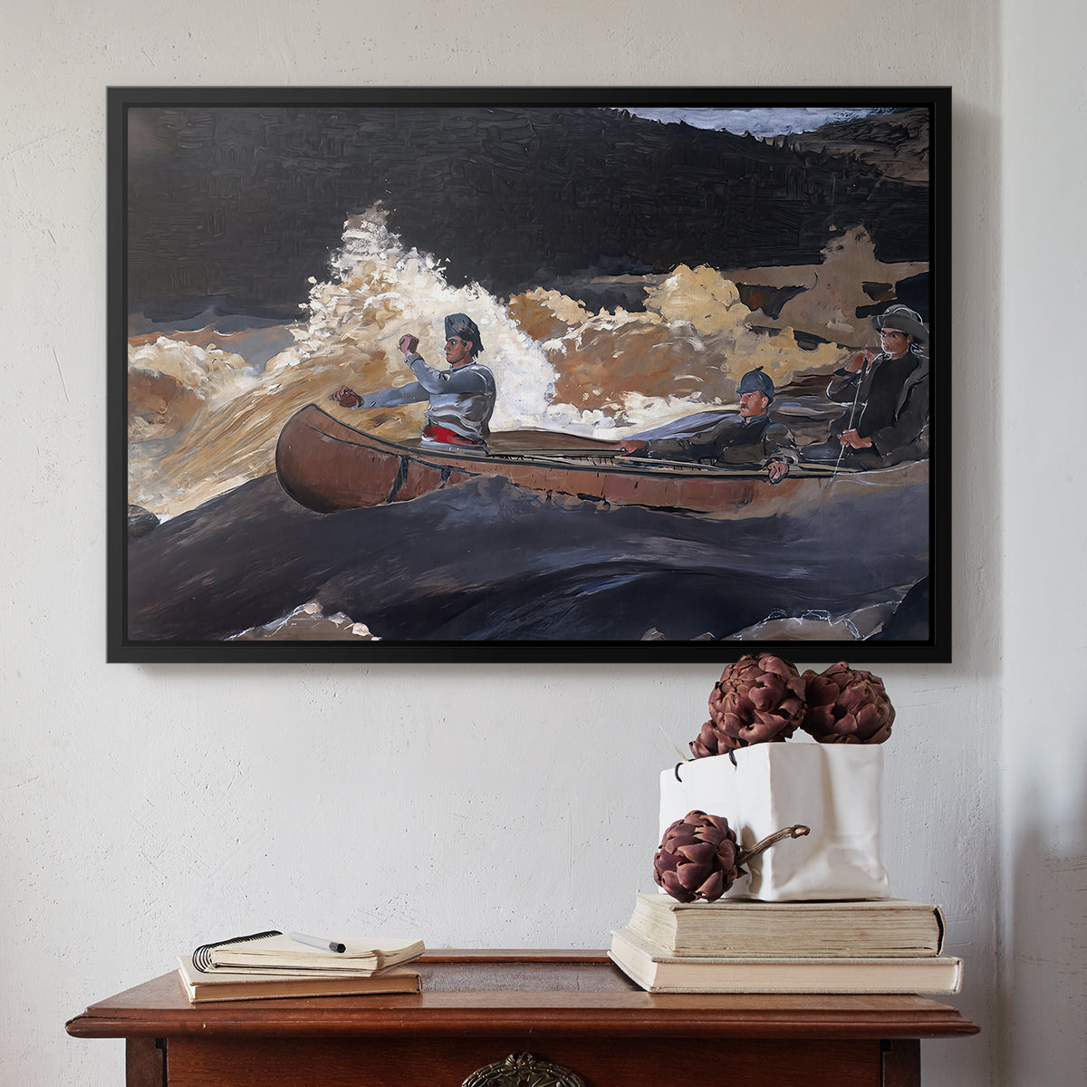 Shooting the Rapids, Saguenay River, 1905-1910 - Floater Framed Canvas Print