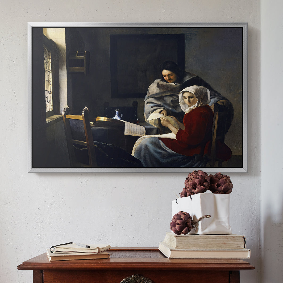Girl Interrupted at Her Music, c. 1658-1659 - Floater Framed Canvas Print