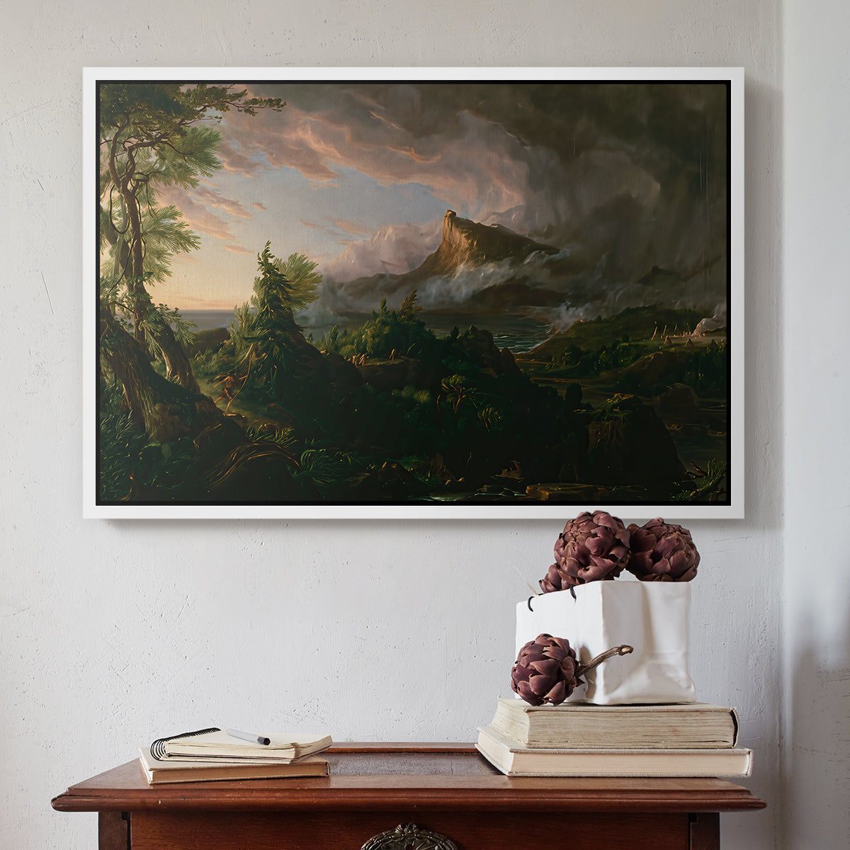 The Course of Empire: The Savage State, 1834 - Floater Framed Canvas Print