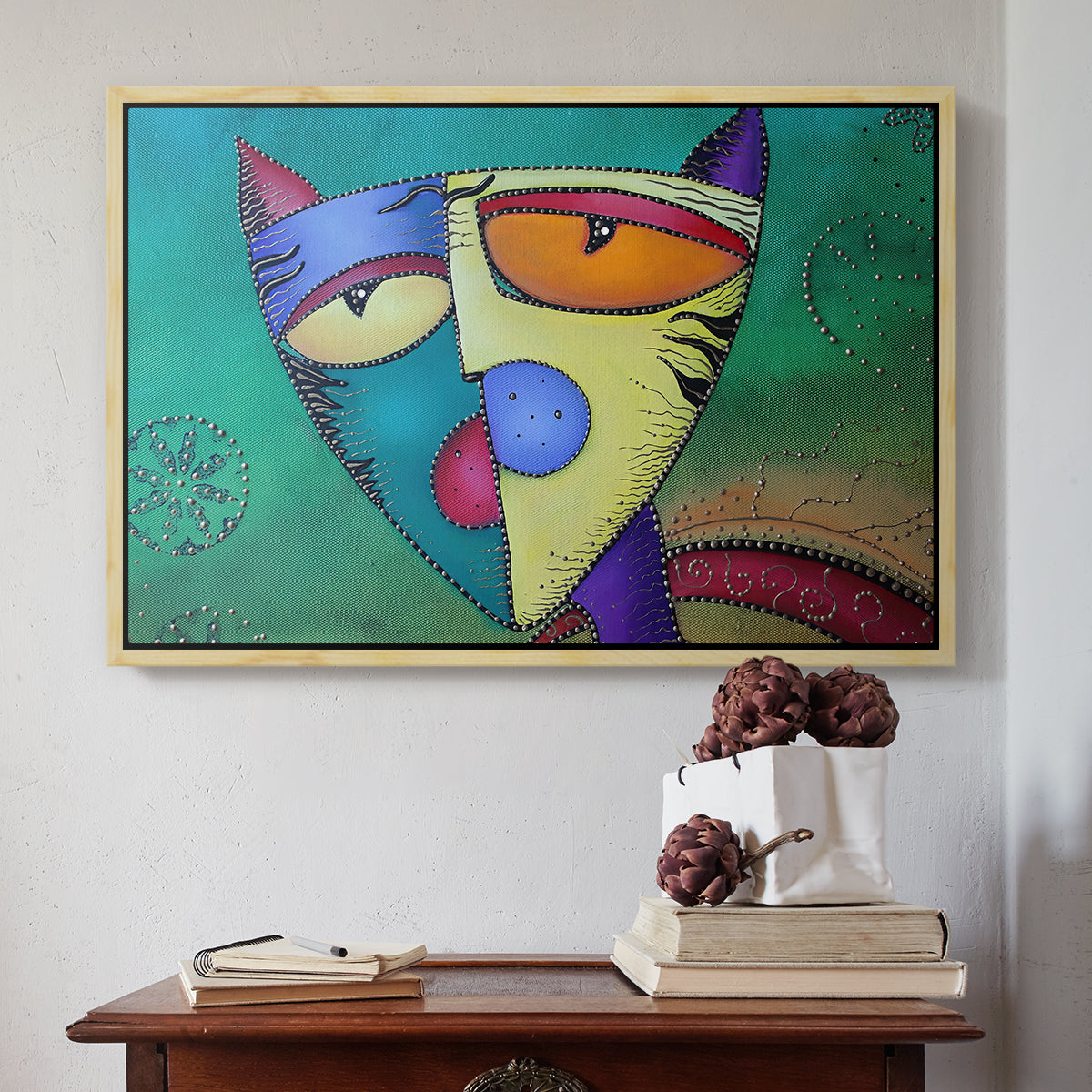Celestial Cat - Floater Framed Canvas Print