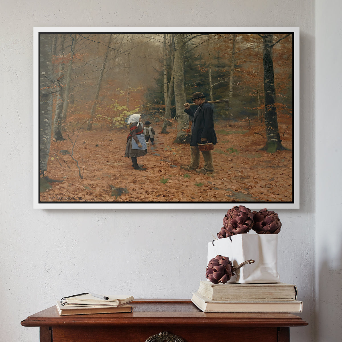 The Woodman and his Children, 1886 - Floater Framed Canvas Print