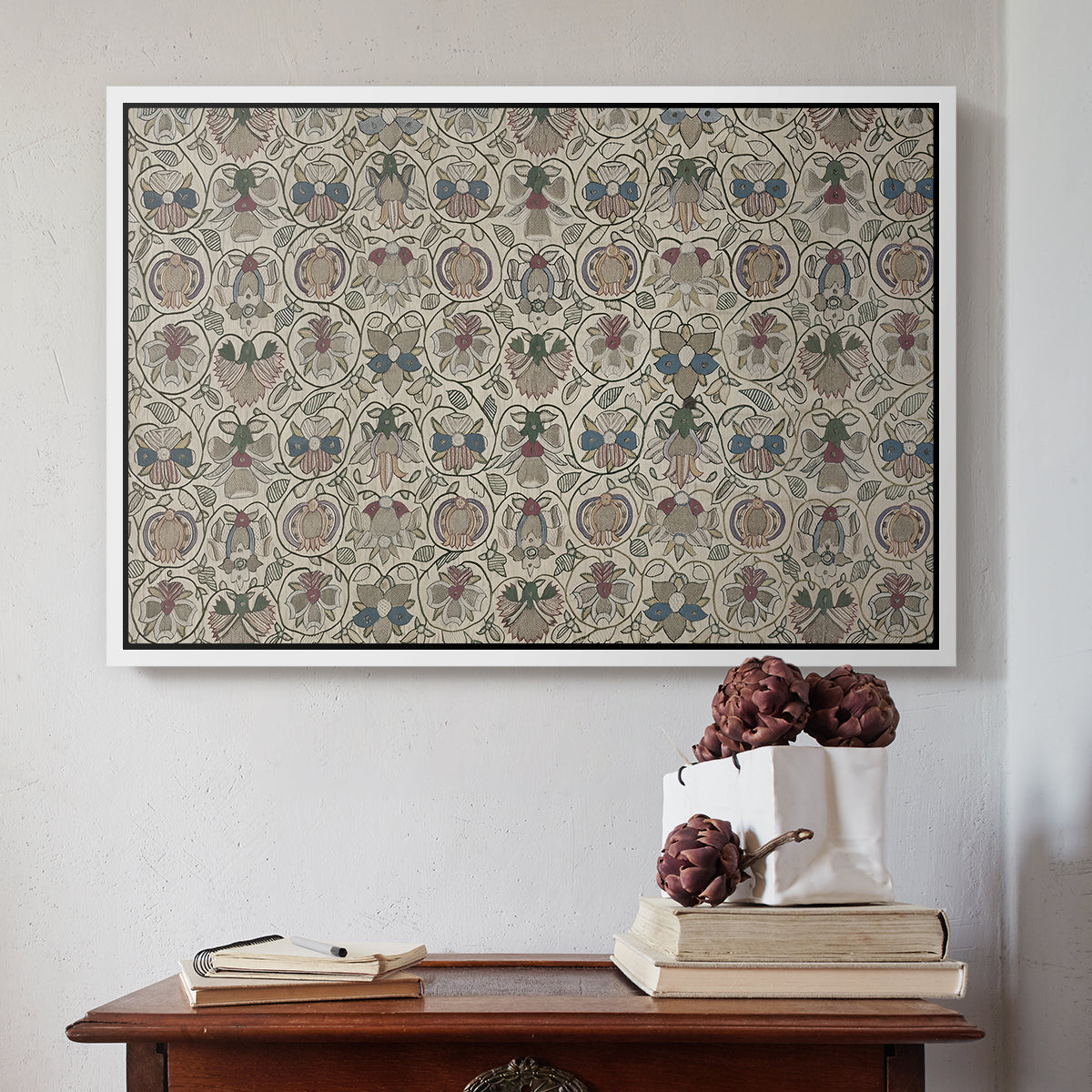 Long Cushion Cover (Printed Textile), c. 1600 - Floater Framed Canvas Print