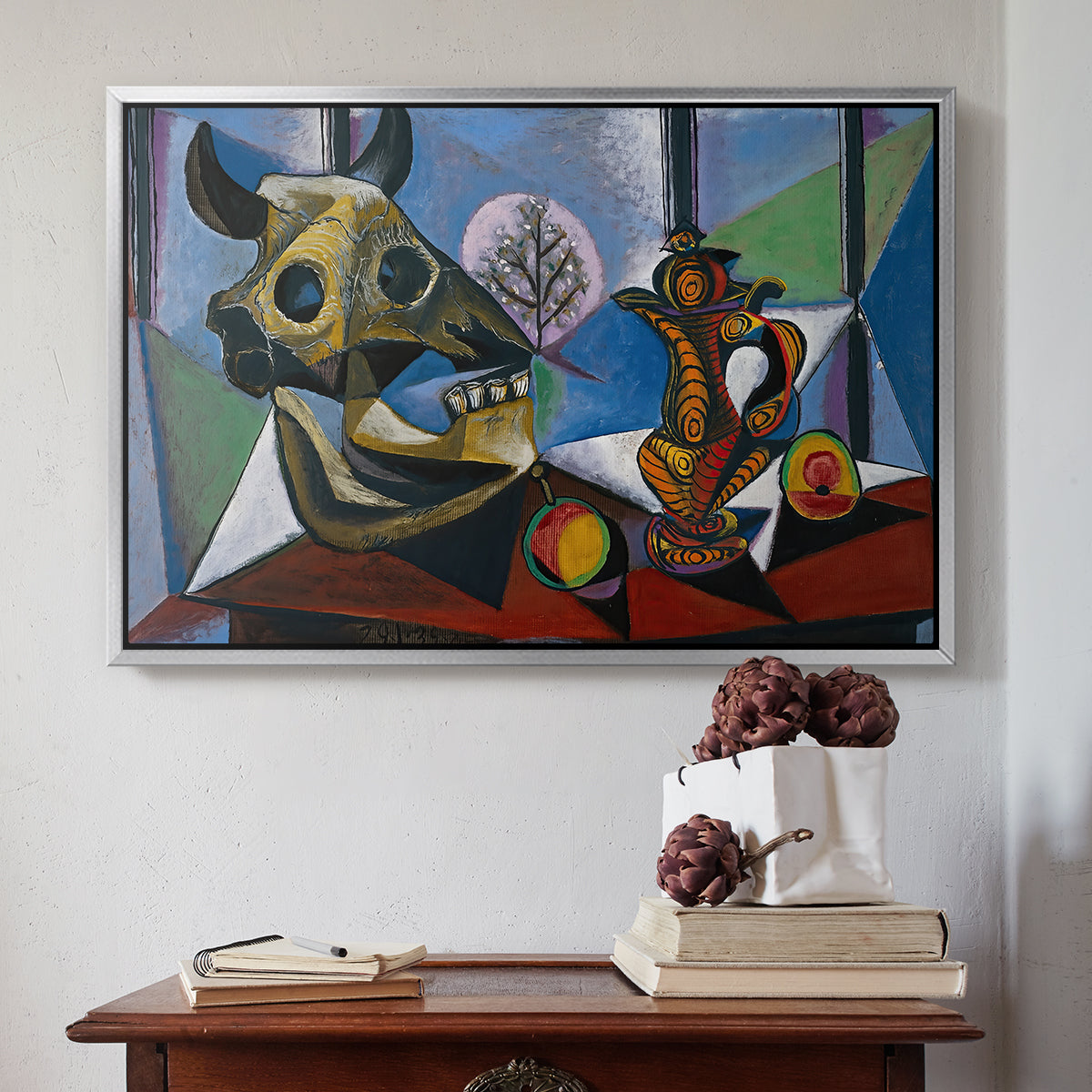 Still Life with Bull's Skull, 1939 - Floater Framed Canvas Print