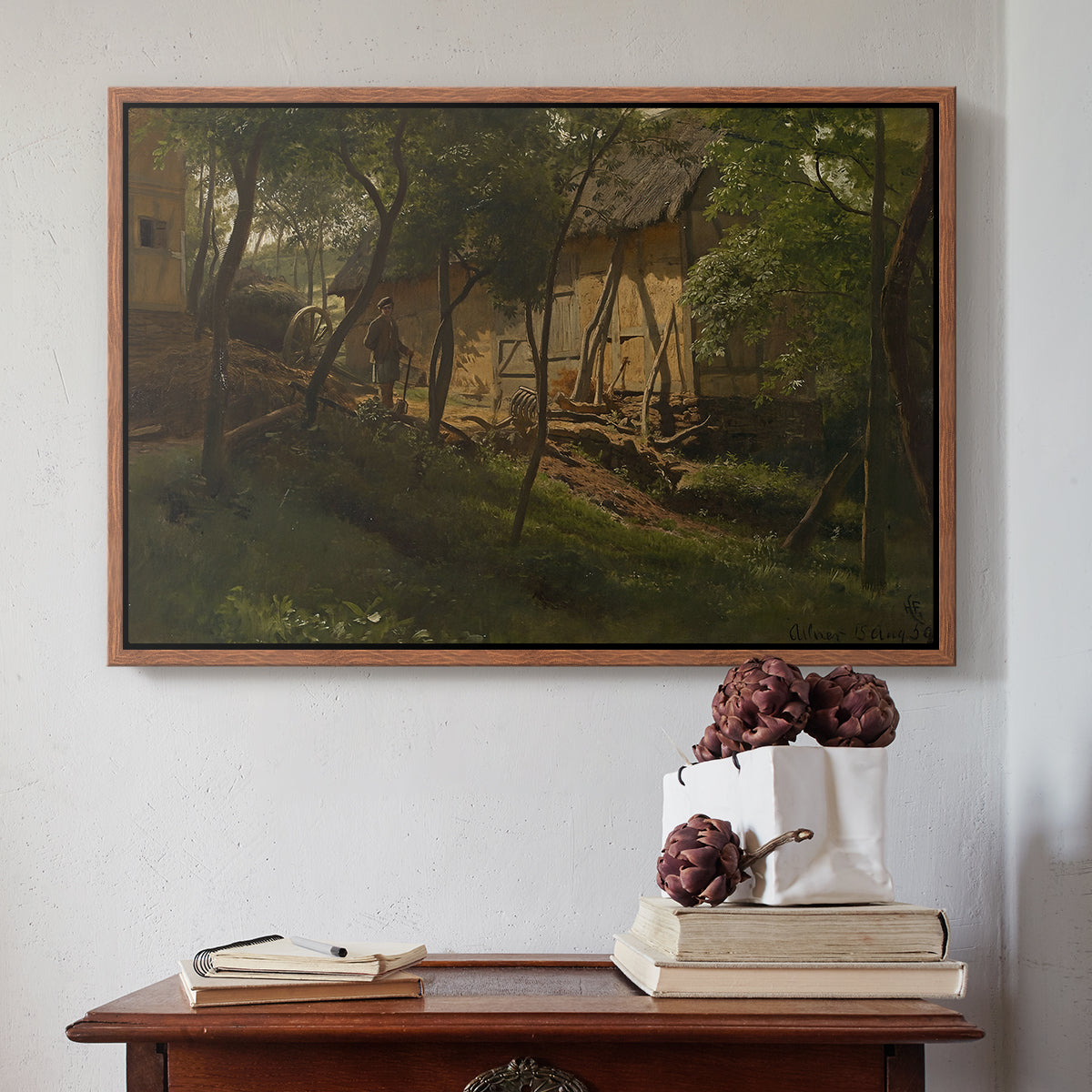 German Farm, 1859 - Floater Framed Canvas Print