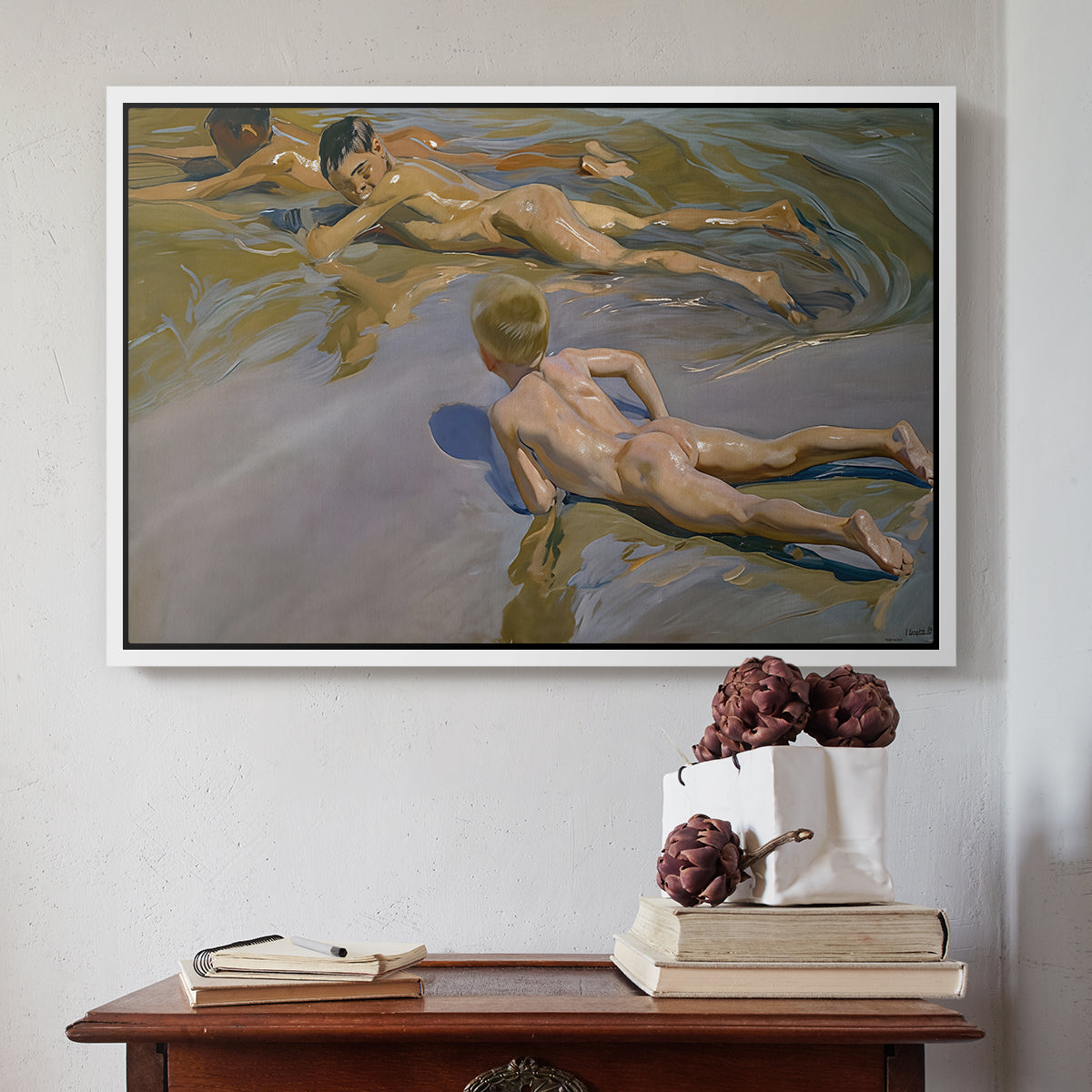 Boys on the Beach, 1910 - Floater Framed Canvas Print