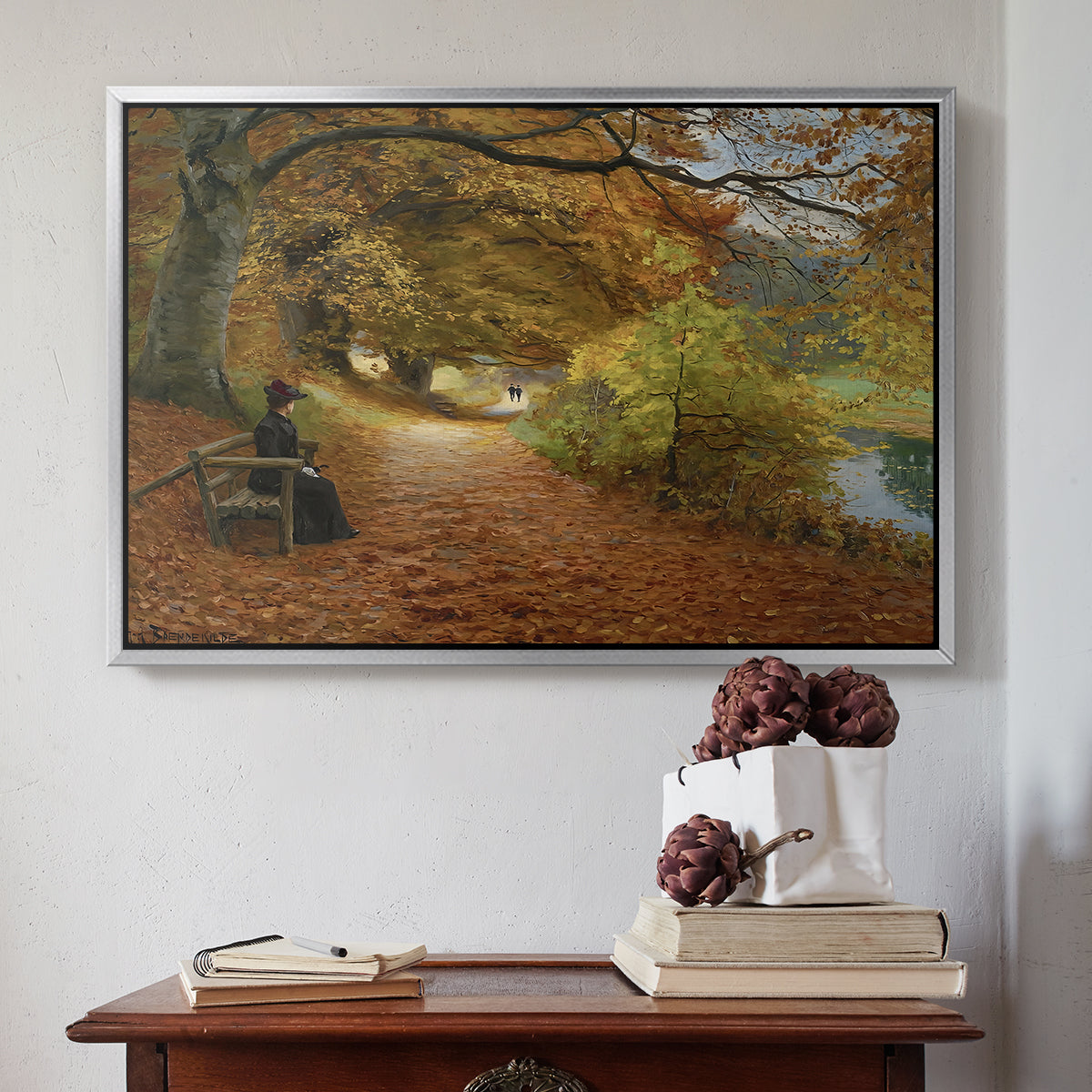 A Wooded Path in Autumn, 1902 - Floater Framed Canvas Print