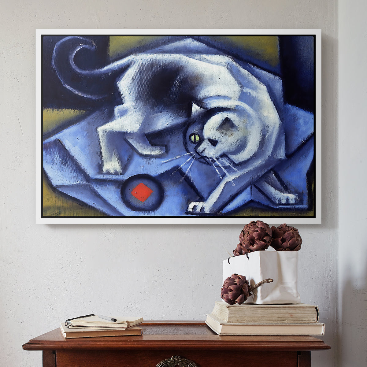 Cat Playing with a Ball, 1945-1950 - Floater Framed Canvas Print