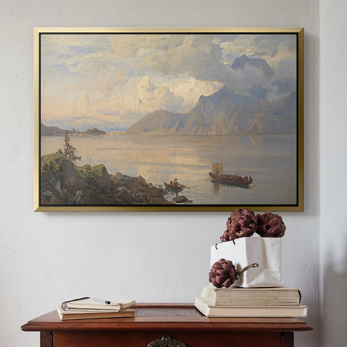 Traunsee, 1871 - Floater Framed Canvas Print