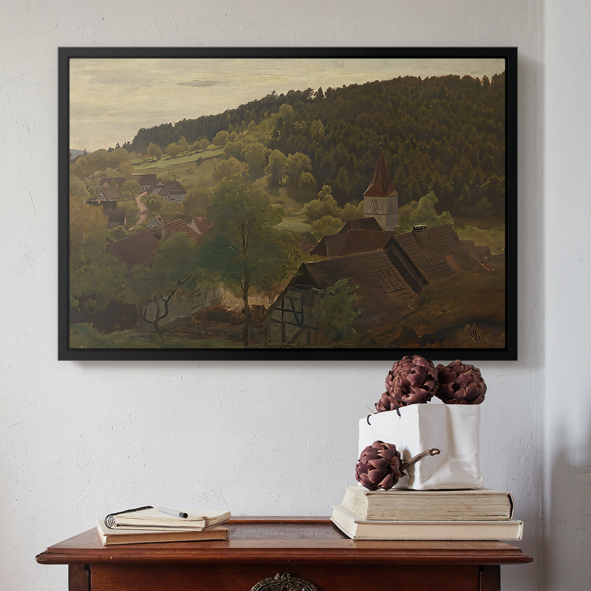 Landscape from Ebersteinburg in Baden, 1876 - Floater Framed Canvas Print