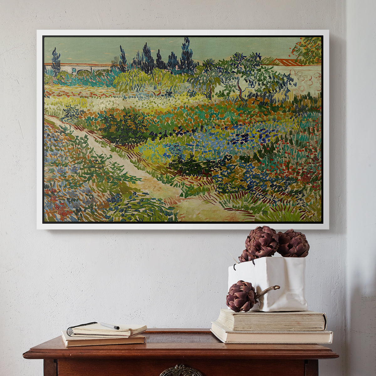 Garden at Arles, 1888 - Floater Framed Canvas Print