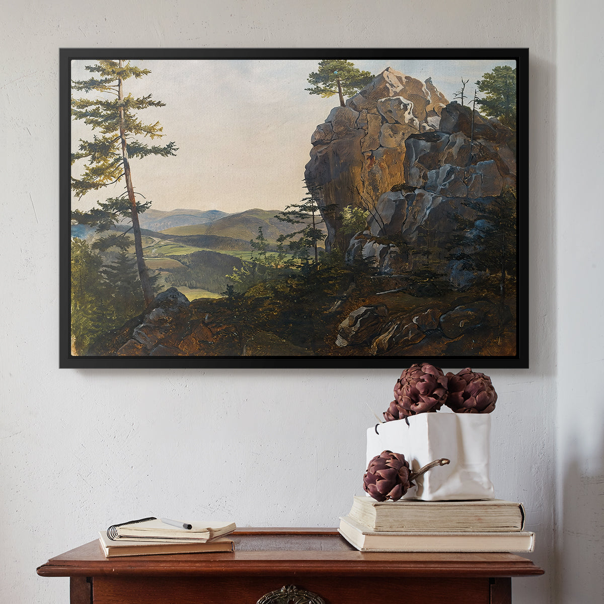 Landscape with the Balbersteine near Miesenbach, 1839 - Floater Framed Canvas Print