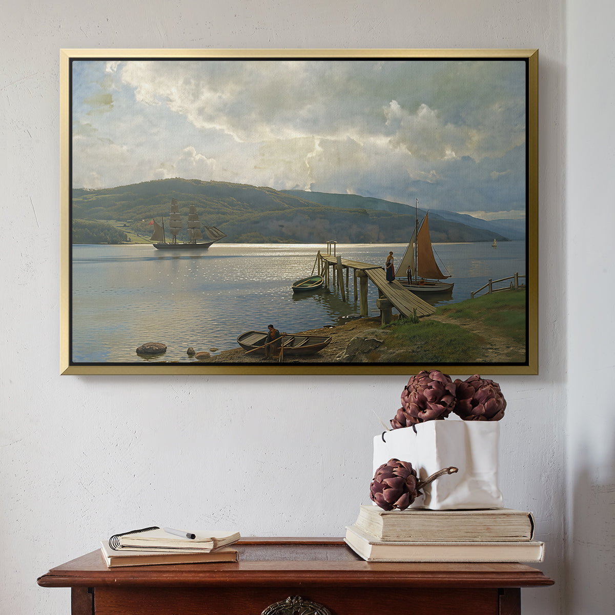 The Jetty at Feste near Moss, 1898 - Floater Framed Canvas Print