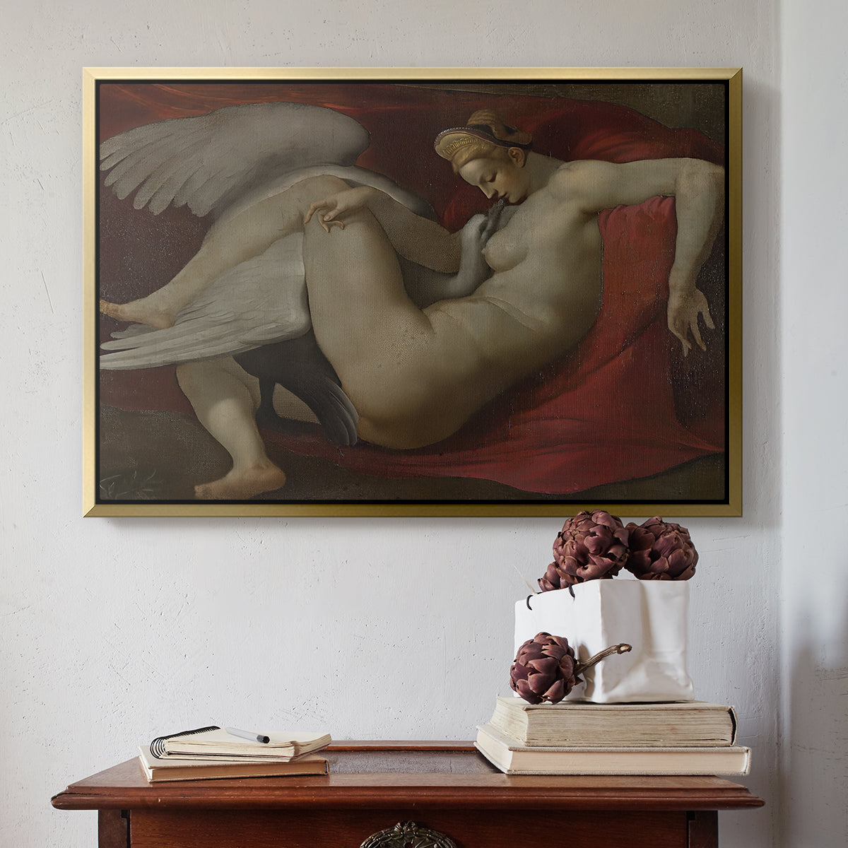 Leda and the Swan (16th-Century Version), c. 1530 - Floater Framed Canvas Print