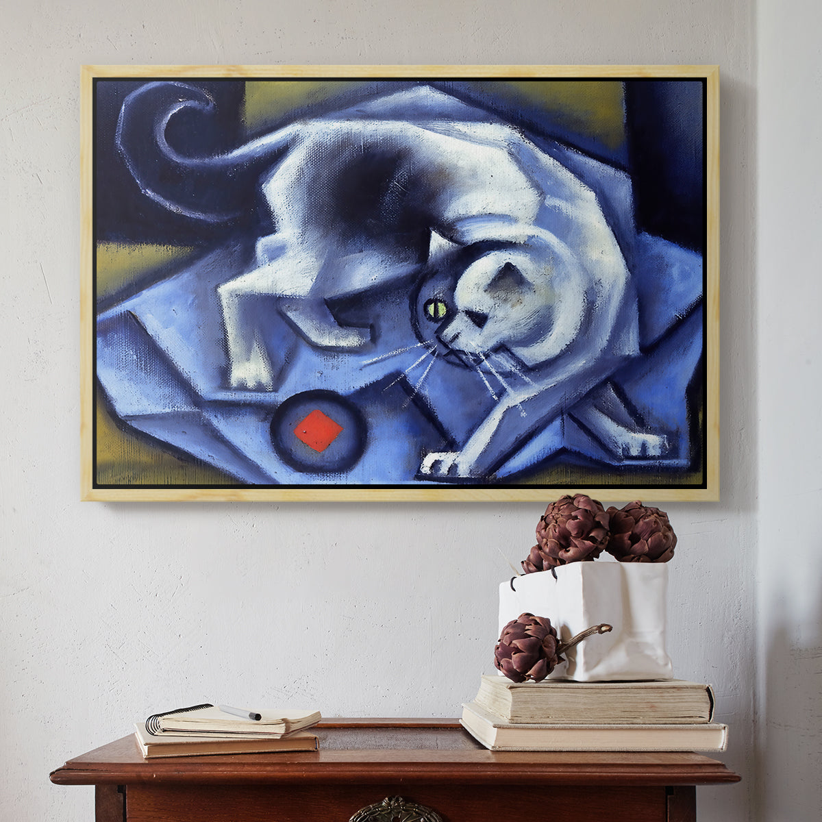 Cat Playing with a Ball, 1945-1950 - Floater Framed Canvas Print
