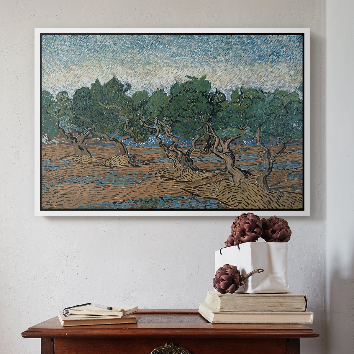 Olive Trees, 1889 - Floater Framed Canvas Print