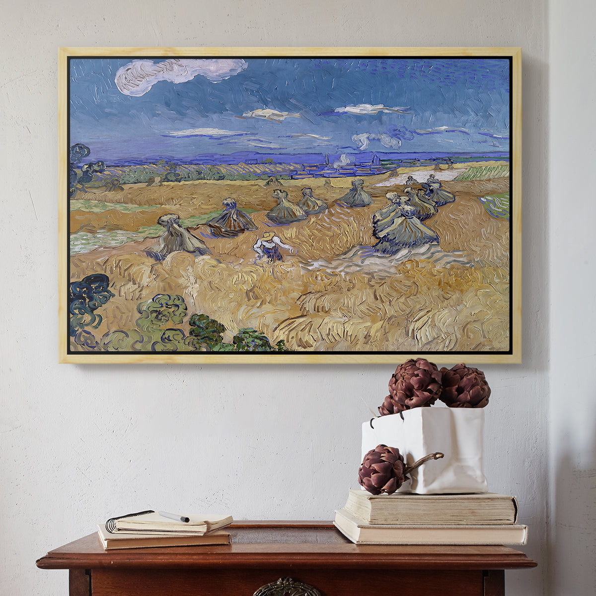 Wheat Field with Reaper, Auvers, 1888 - Floater Framed Canvas Print