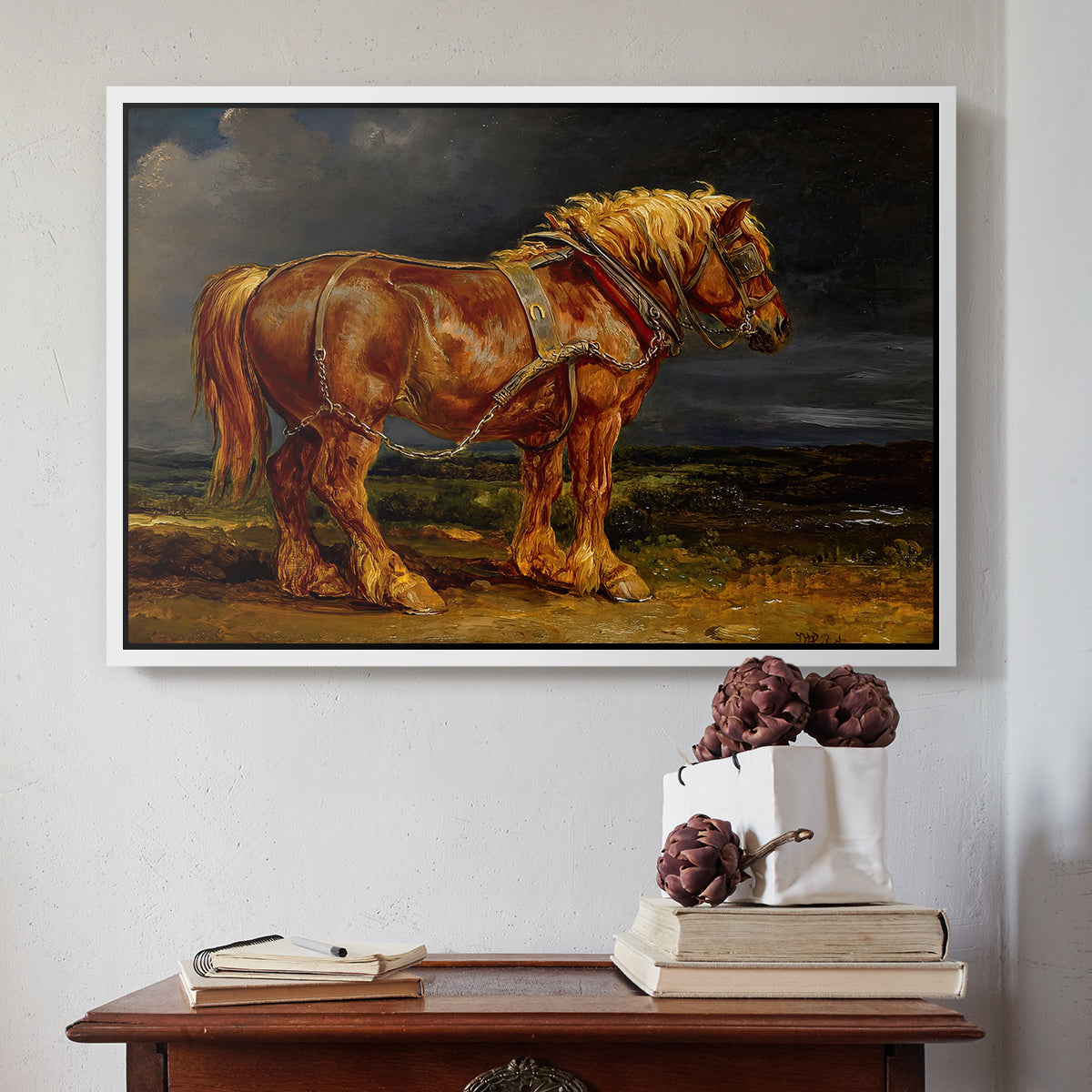The Shire Horse Elephant in an Extensive Landscape, c. 1850s - Floater Framed Canvas Print