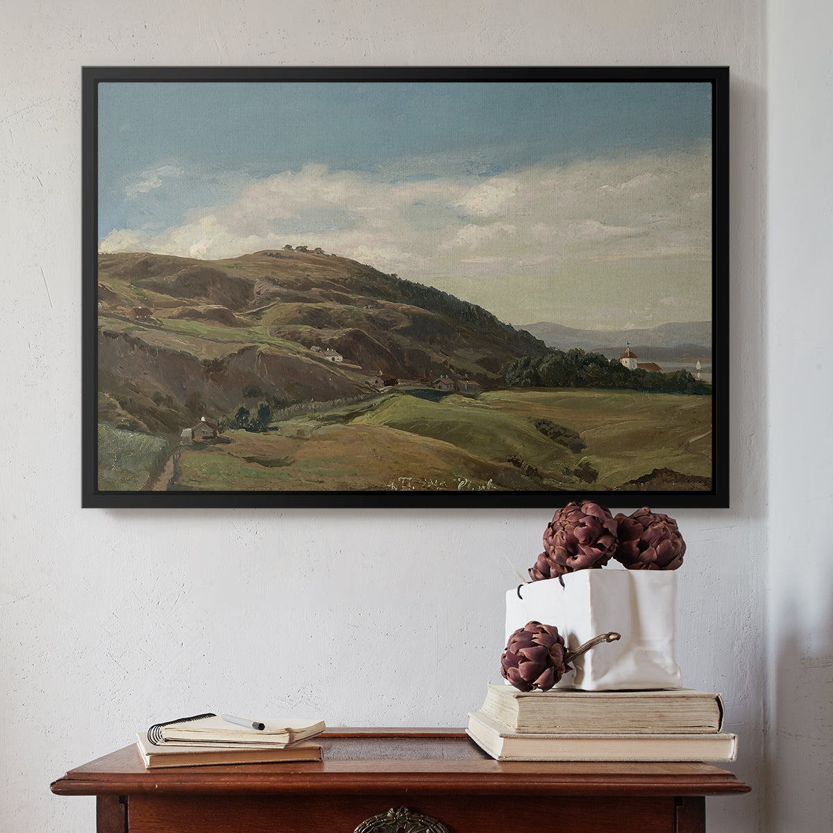 Ekeberg and Oslo Church, 1852 - Floater Framed Canvas Print