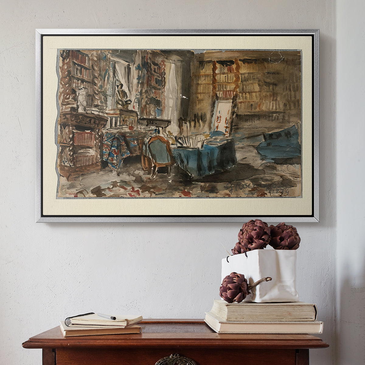 Cabinet de Flaubert à Croisset, 1874 - Floater Framed Canvas Print