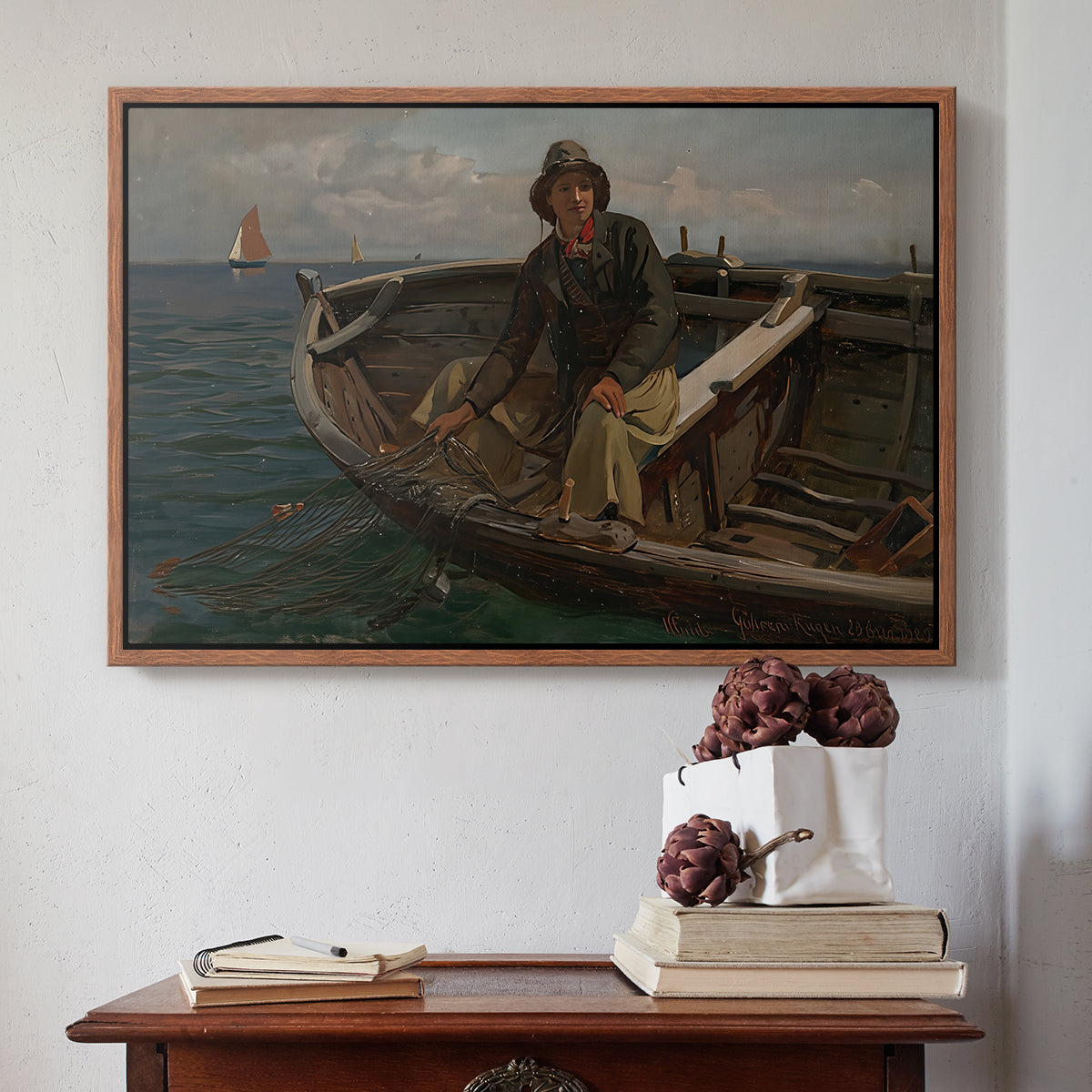 Fishermen from Rügen, 1882 - Floater Framed Canvas Print