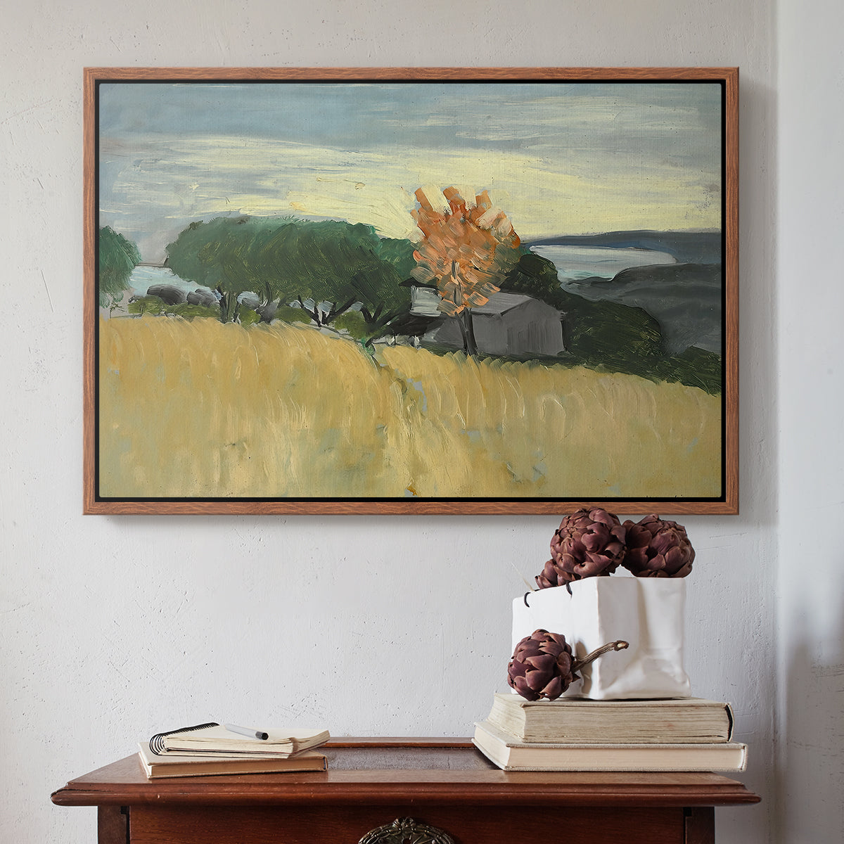 Fields of Wheat in Cagnes, 1918 - Floater Framed Canvas Print
