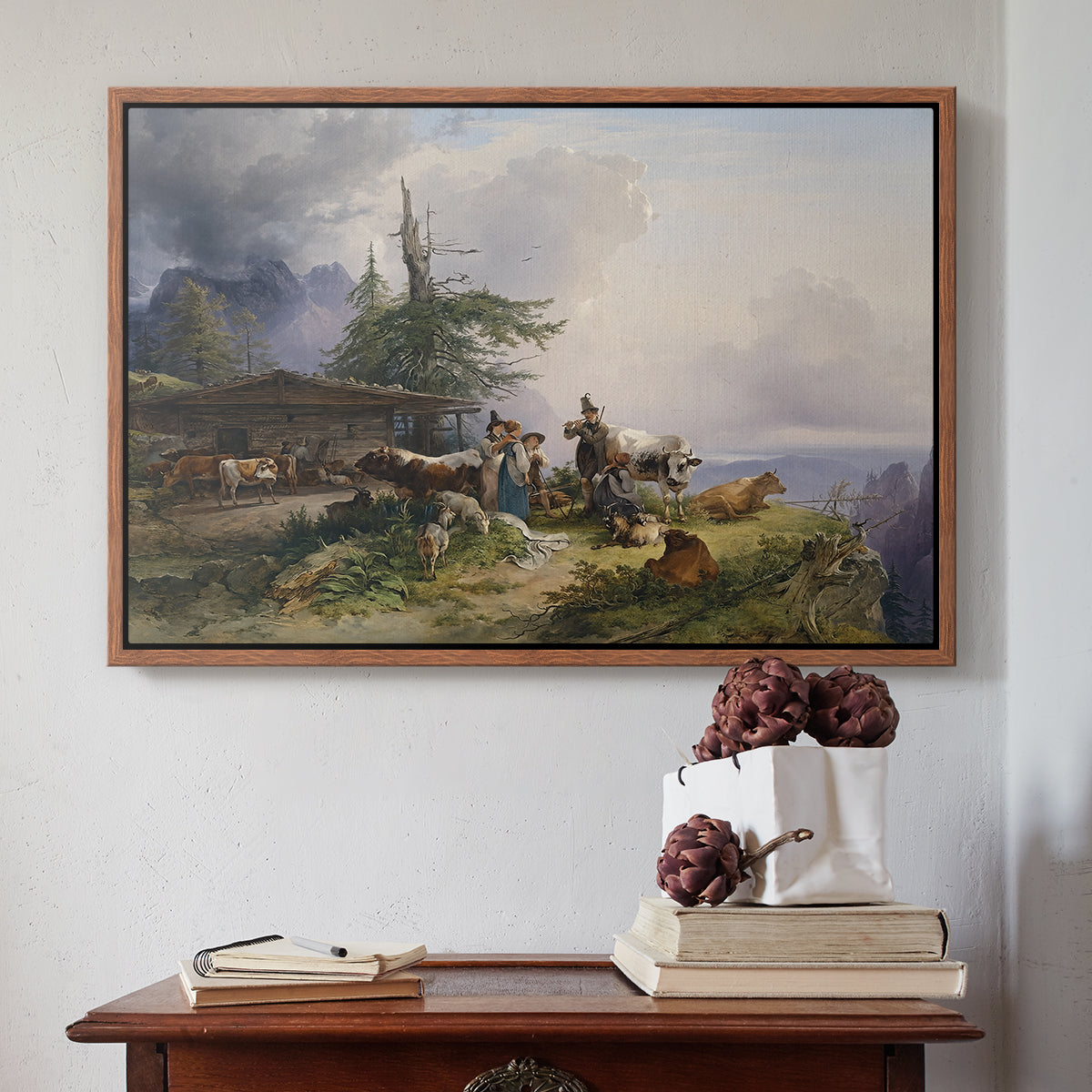 An Alpine Farm on the Untersberg, 1835 - Floater Framed Canvas Print