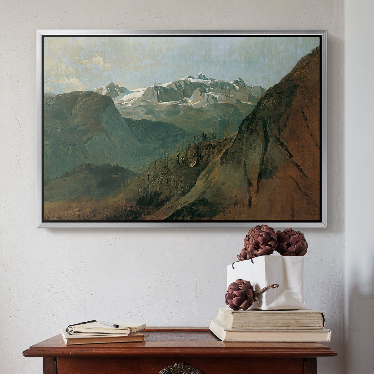 The Dachstein from the Plassen near Hallstatt, 1827 - Floater Framed Canvas Print
