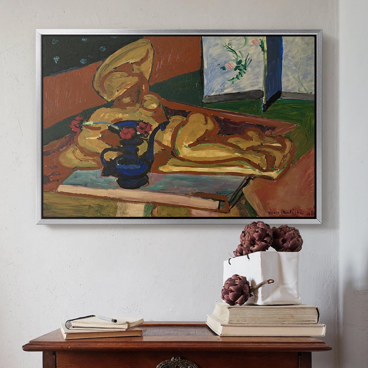 Sculpture and Persian Vase (The Bronze Figure), 1908 - Floater Framed Canvas Print