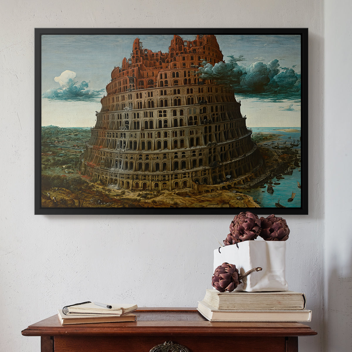 The Tower of Babel, c. 1568 - Floater Framed Canvas Print