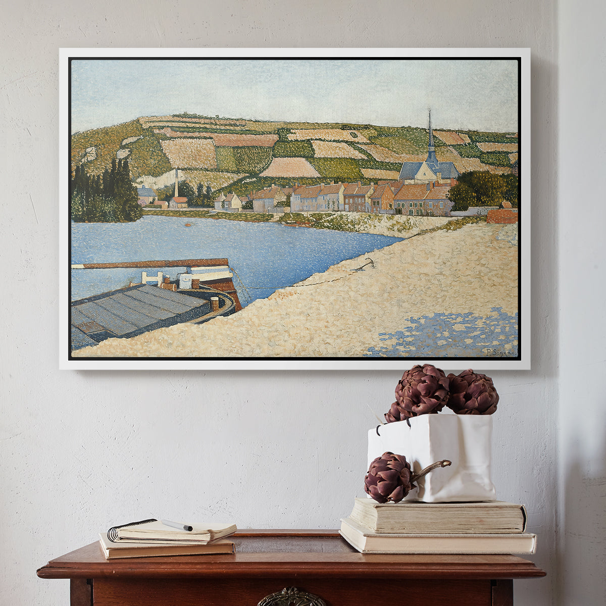 The Riverbank, Les Andelys, 1886 - Floater Framed Canvas Print