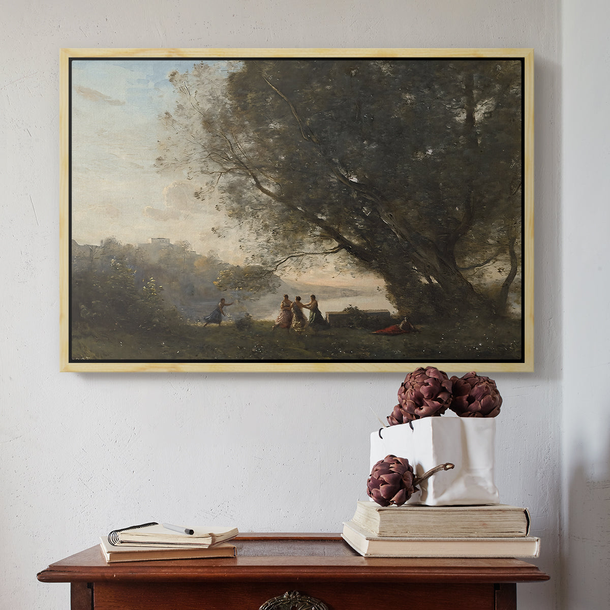 Dance Under the Trees at the Edge of the Lake, c. 1865-1870 - Floater Framed Canvas Print