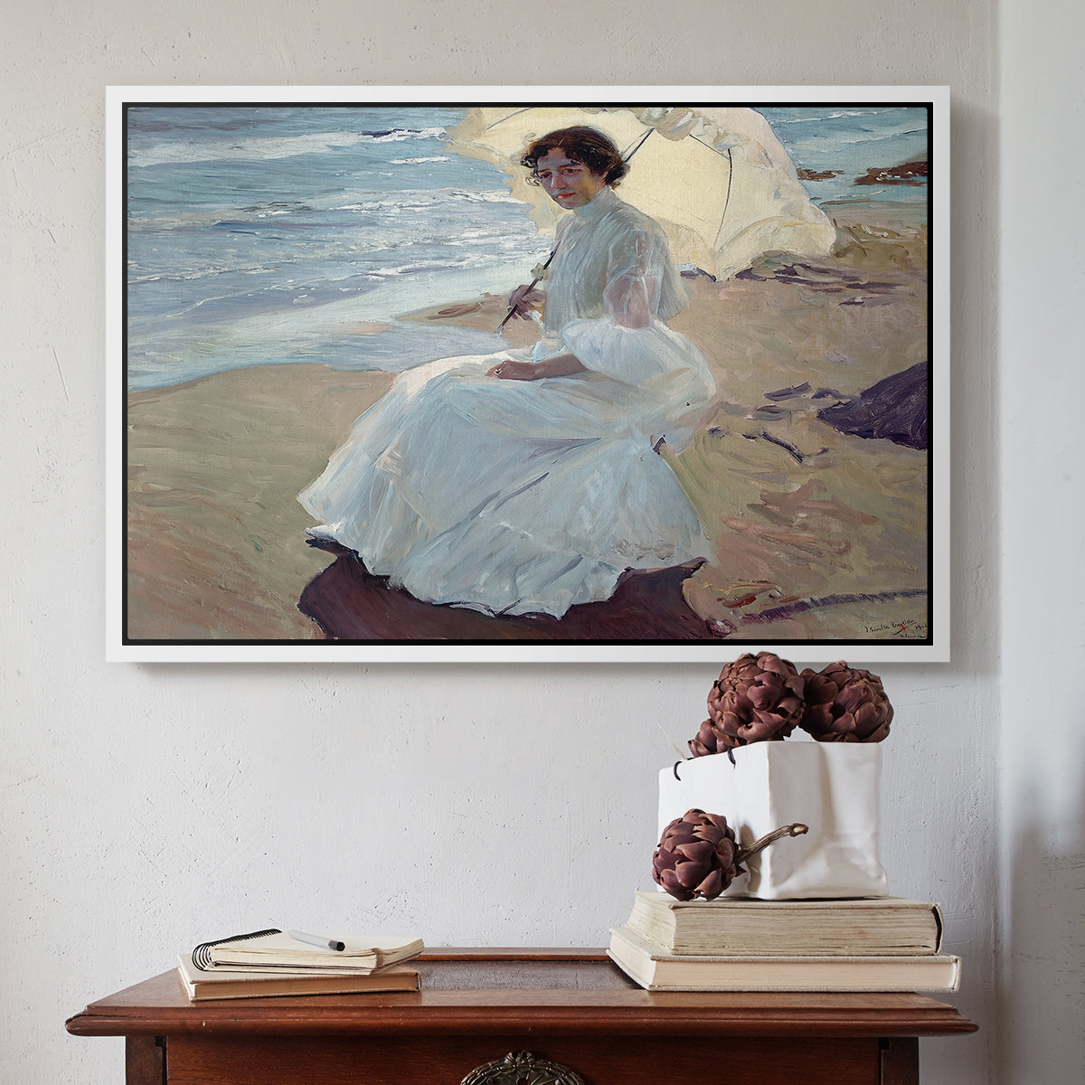 Clotilde on the Beach, 1904 - Floater Framed Canvas Print