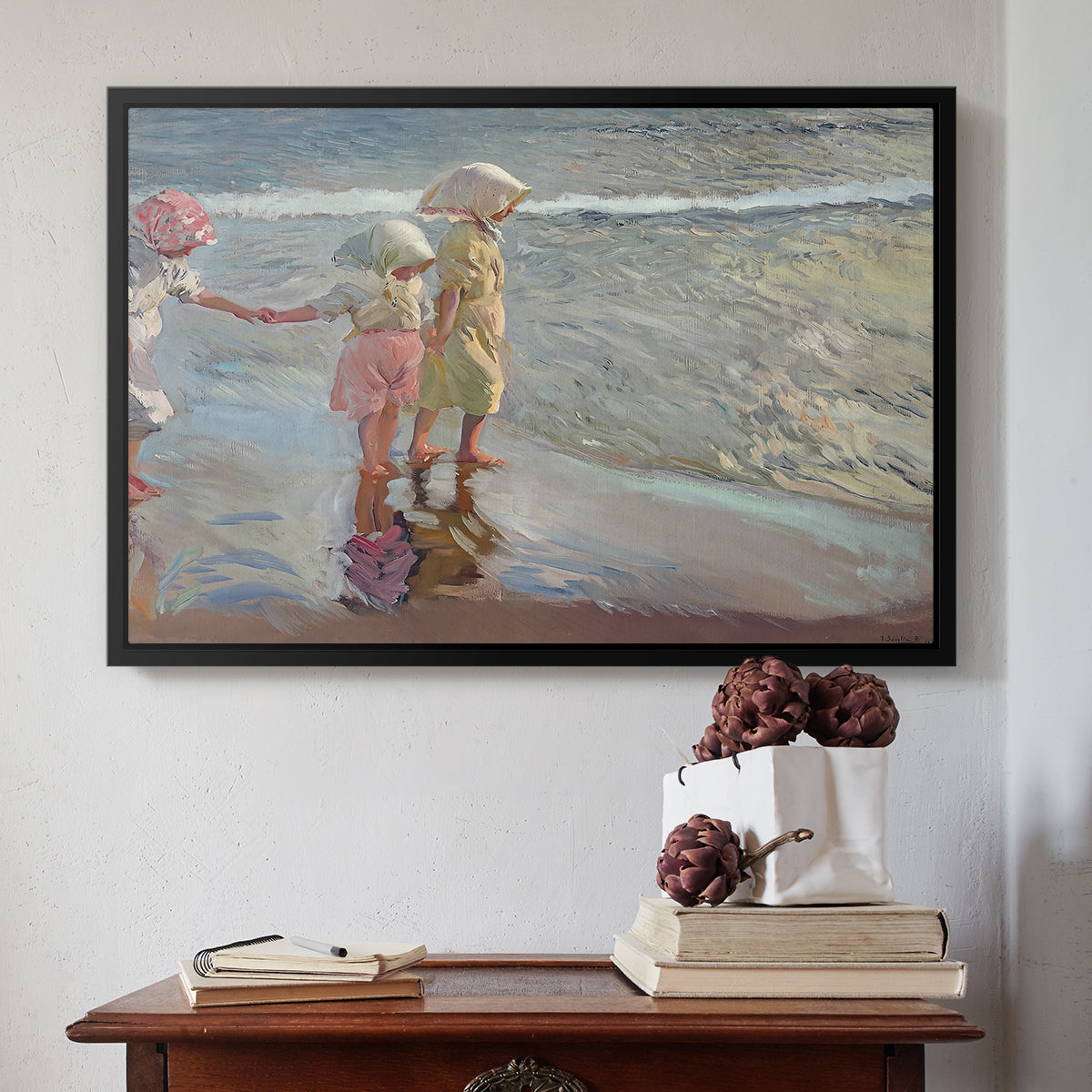 The Three Sisters on the Beach, 1908 - Floater Framed Canvas Print