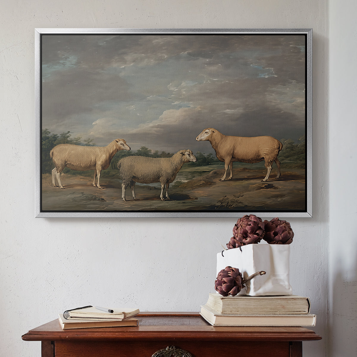 Ryelands Sheep, the King's Ram, the King's Ewe and Lord Somerville's Wether, c. 1801-1807 - Floater Framed Canvas Print