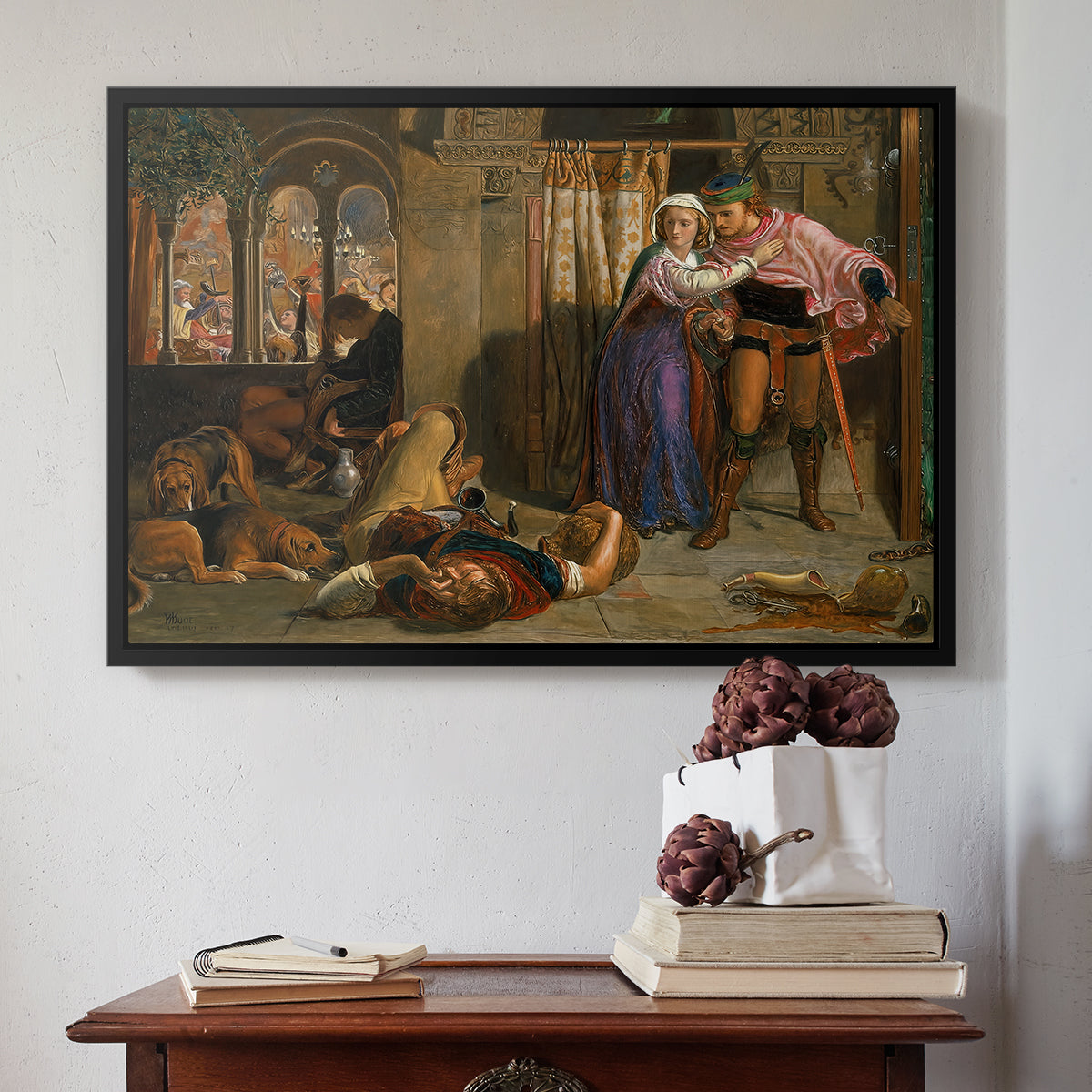 The Flight of Madeline and Porphyro, 1848 - Floater Framed Canvas Print