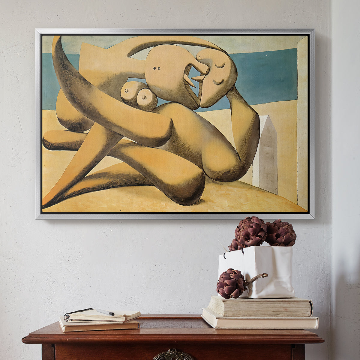 Figures at the Seaside (The Kiss), 1931 - Floater Framed Canvas Print