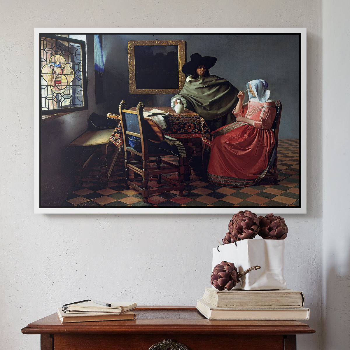 The Glass of Wine, c. 1660 - Floater Framed Canvas Print