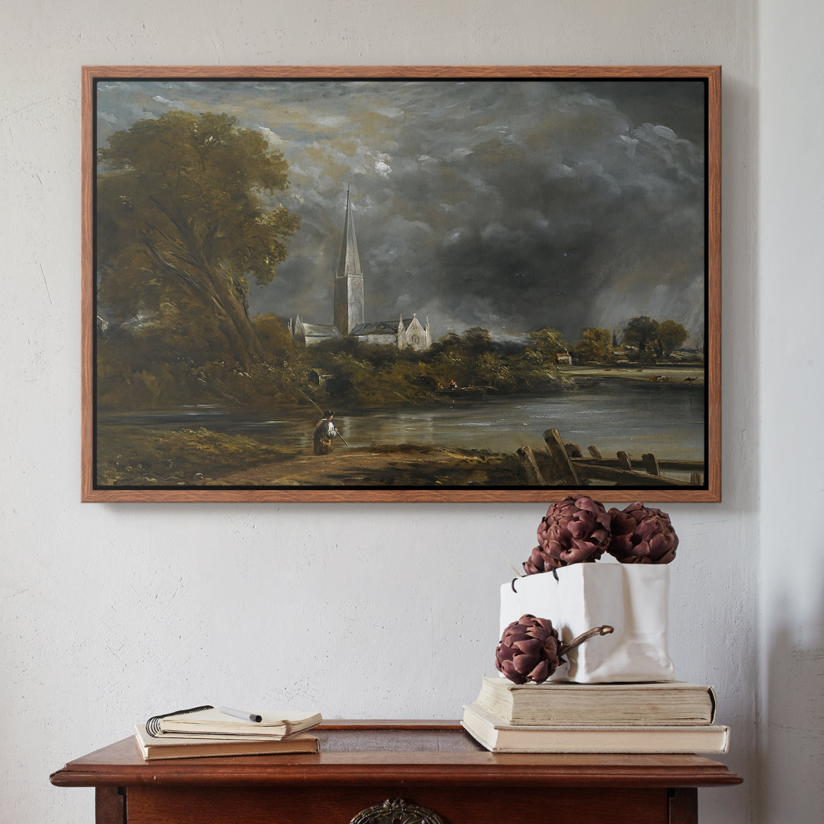 Salisbury Cathedral from the Meadows, c. 1831 - Floater Framed Canvas Print