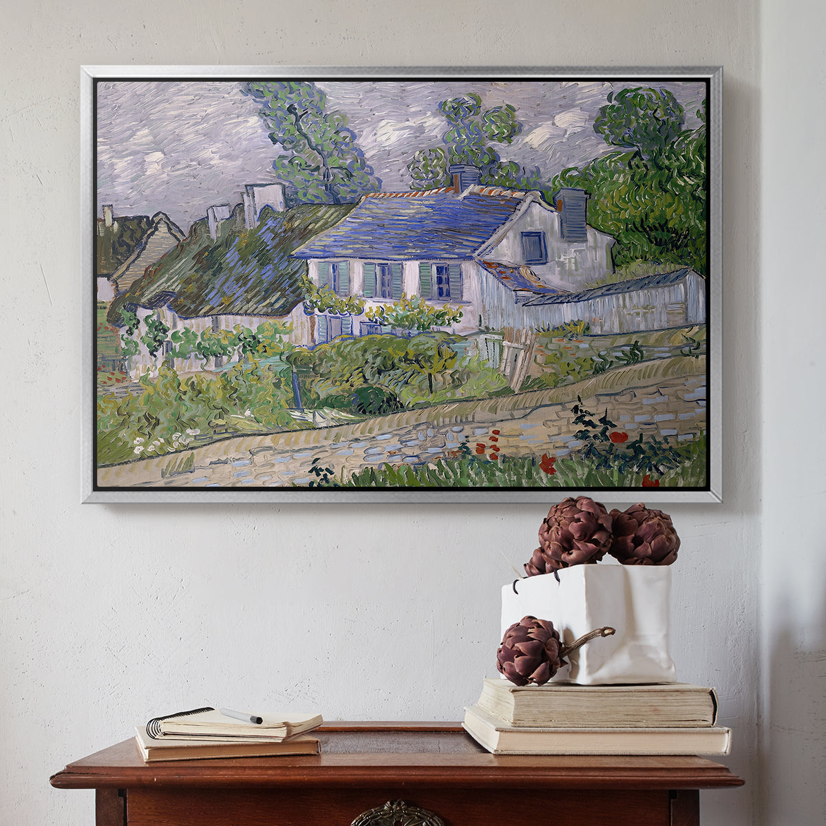 Houses in Auvers, 1890 - Floater Framed Canvas Print