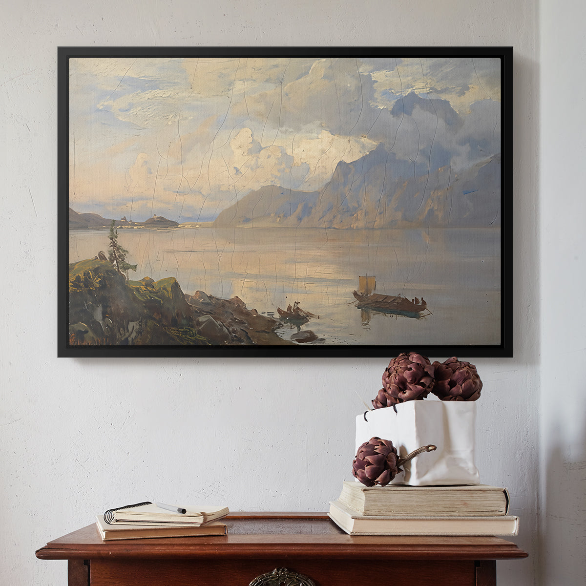 Traunsee, 1871 - Floater Framed Canvas Print