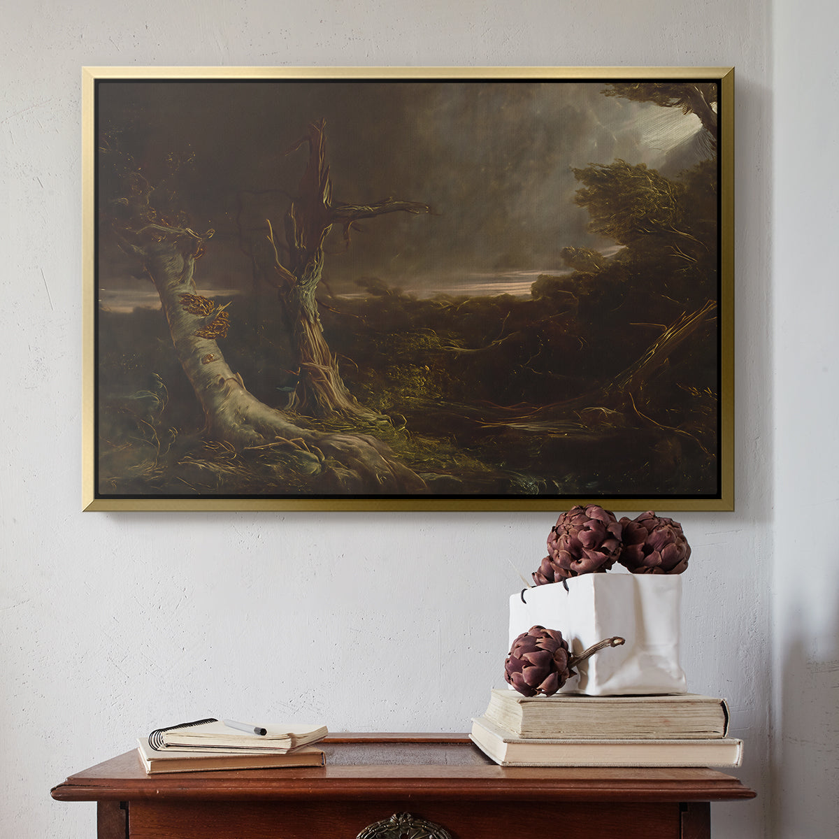 Tornado in an American Forest, 1835 - Floater Framed Canvas Print