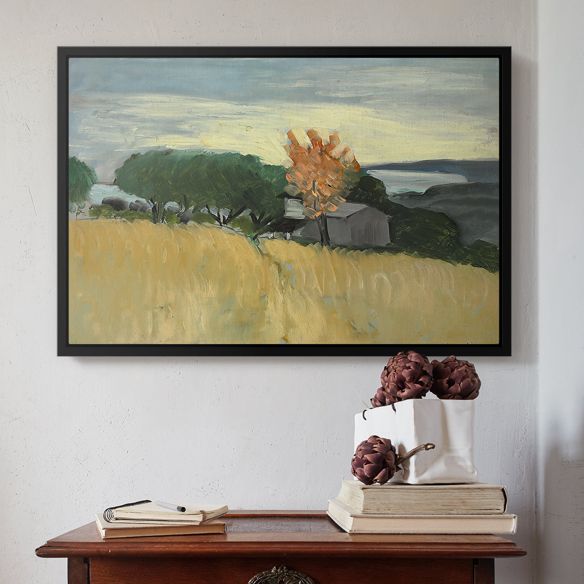 Fields of Wheat in Cagnes, 1918 - Floater Framed Canvas Print
